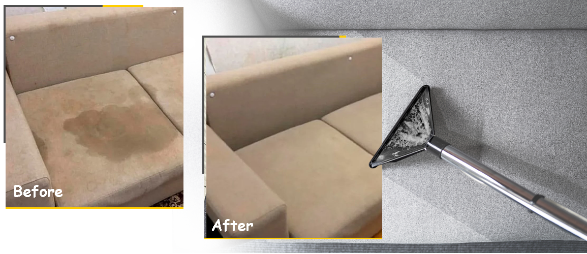 Upholstery before and after cleaning