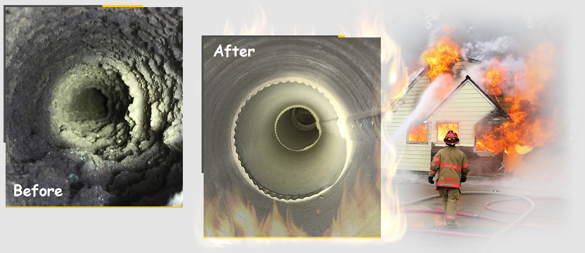 dryer vent before and after cleaning